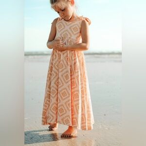 INDIE BLUE Girl's Orange Bohemian Liza‎ Maxi Sundress in Floral Diamond Size 10Y